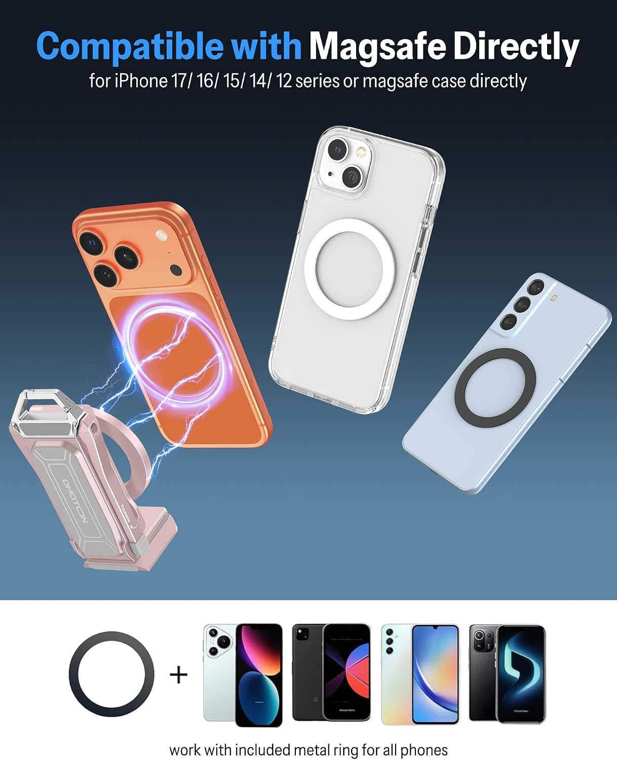image:imageOMOTON TP02ProCK Magnetic Phone Holder Kit with Fill Light amp 2 Remotes7Pink