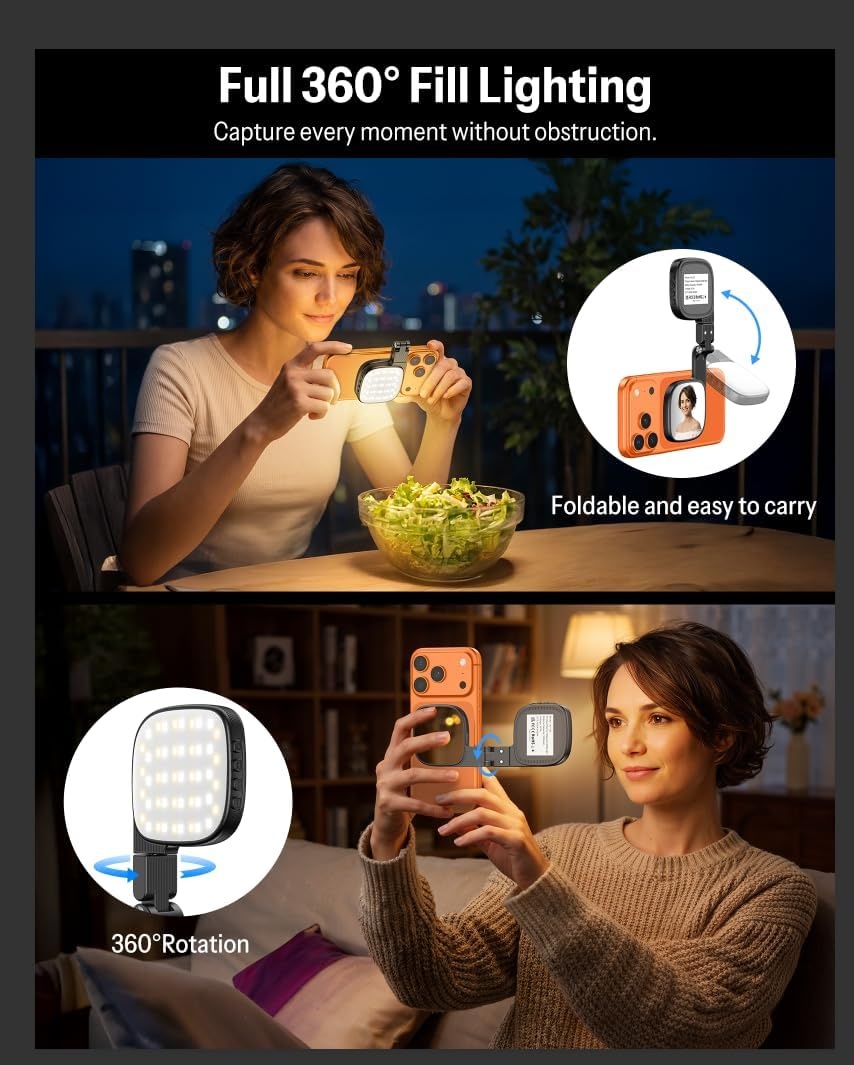 image:imageOMOTON TP02ProCK Magnetic Phone Holder Kit with Fill Light amp 2 Remotes81Black CK