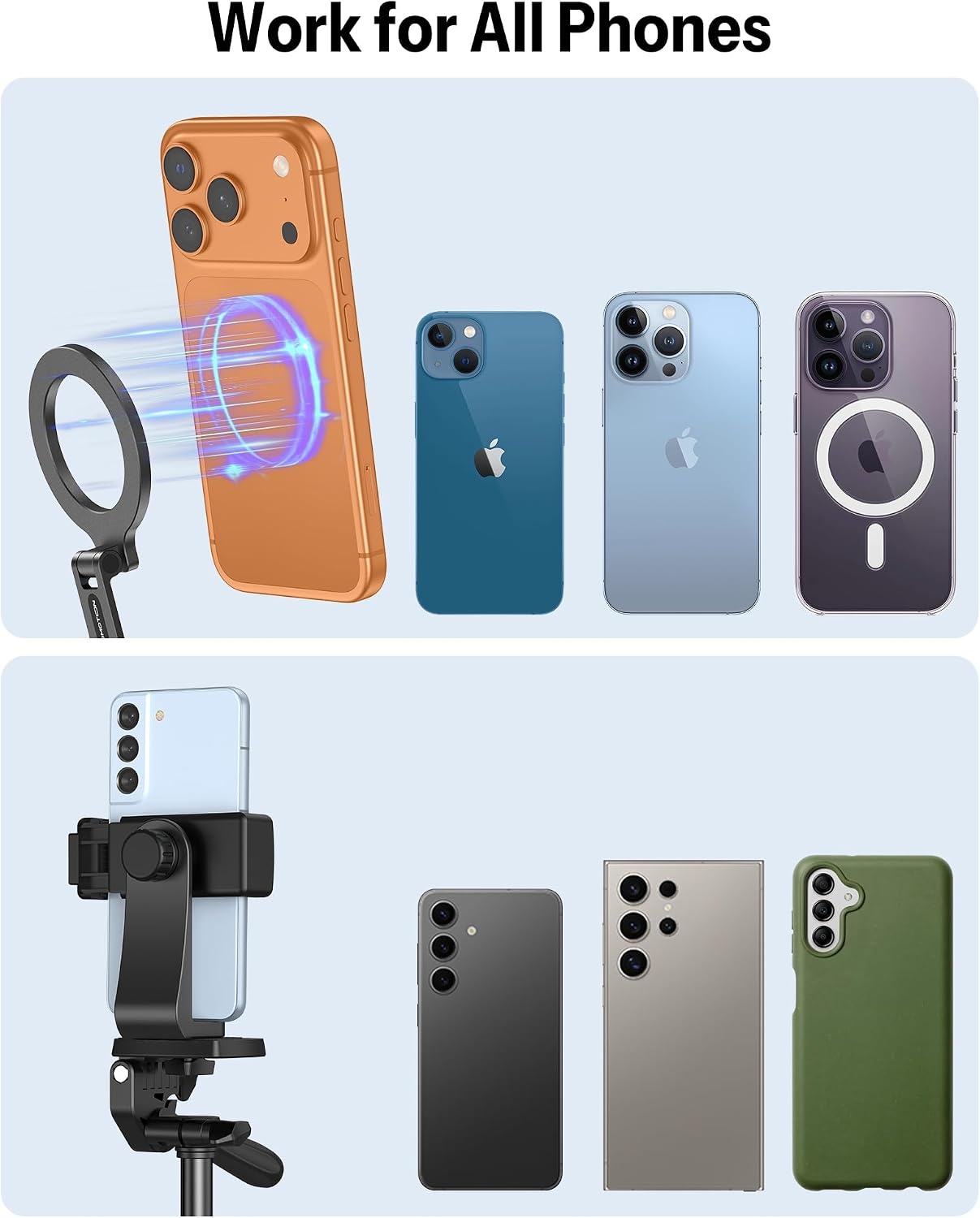 image:imageOMOTON TP02ProCK Magnetic Phone Holder Kit with Fill Light amp 2 Remotes82Black PK
