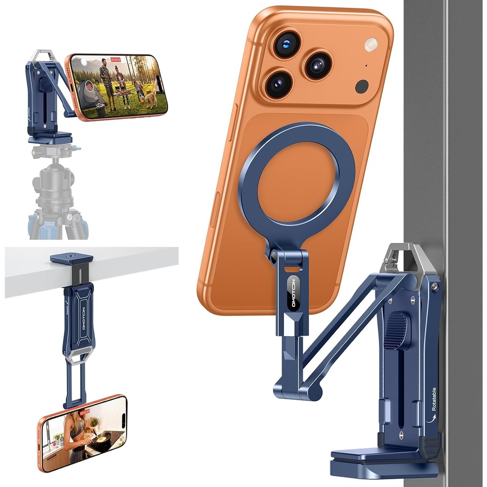 image:imageOMOTON TP02ProCK Magnetic Phone Holder Kit with Fill Light amp 2 Remotes4Blue