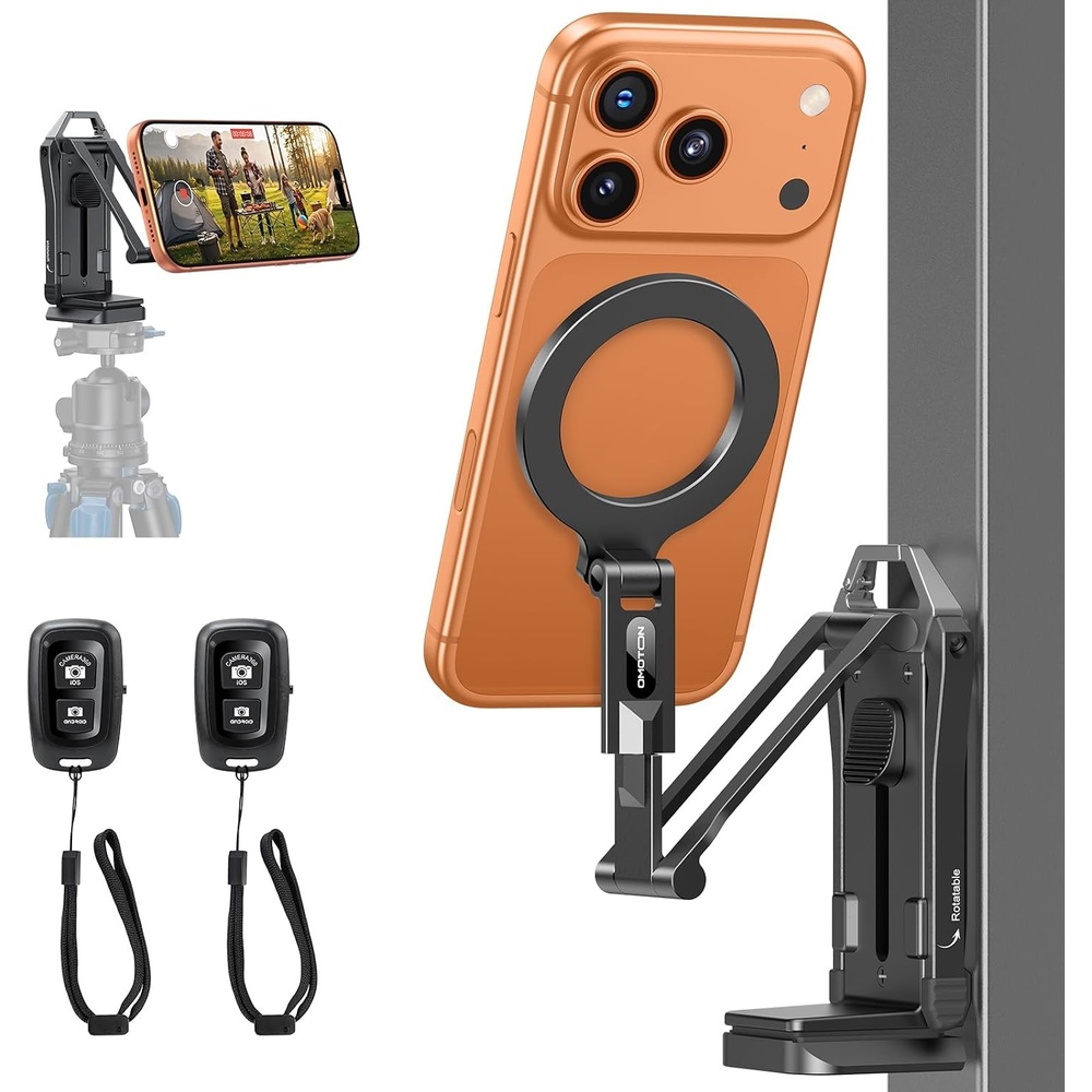 image:imageOMOTON TP02ProCK Magnetic Phone Holder Kit with Fill Light amp 2 Remotes8Black BK