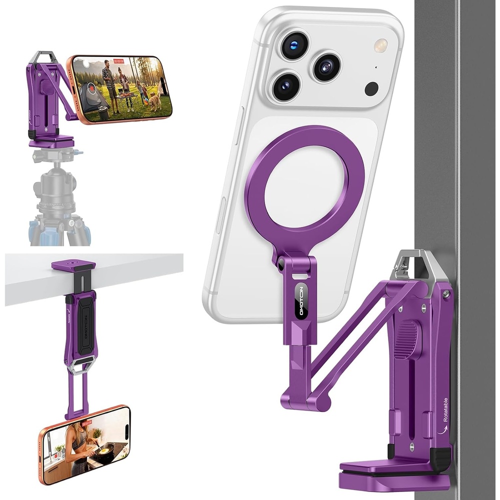 image:imageOMOTON TP02ProCK Magnetic Phone Holder Kit with Fill Light amp 2 RemotesPurple