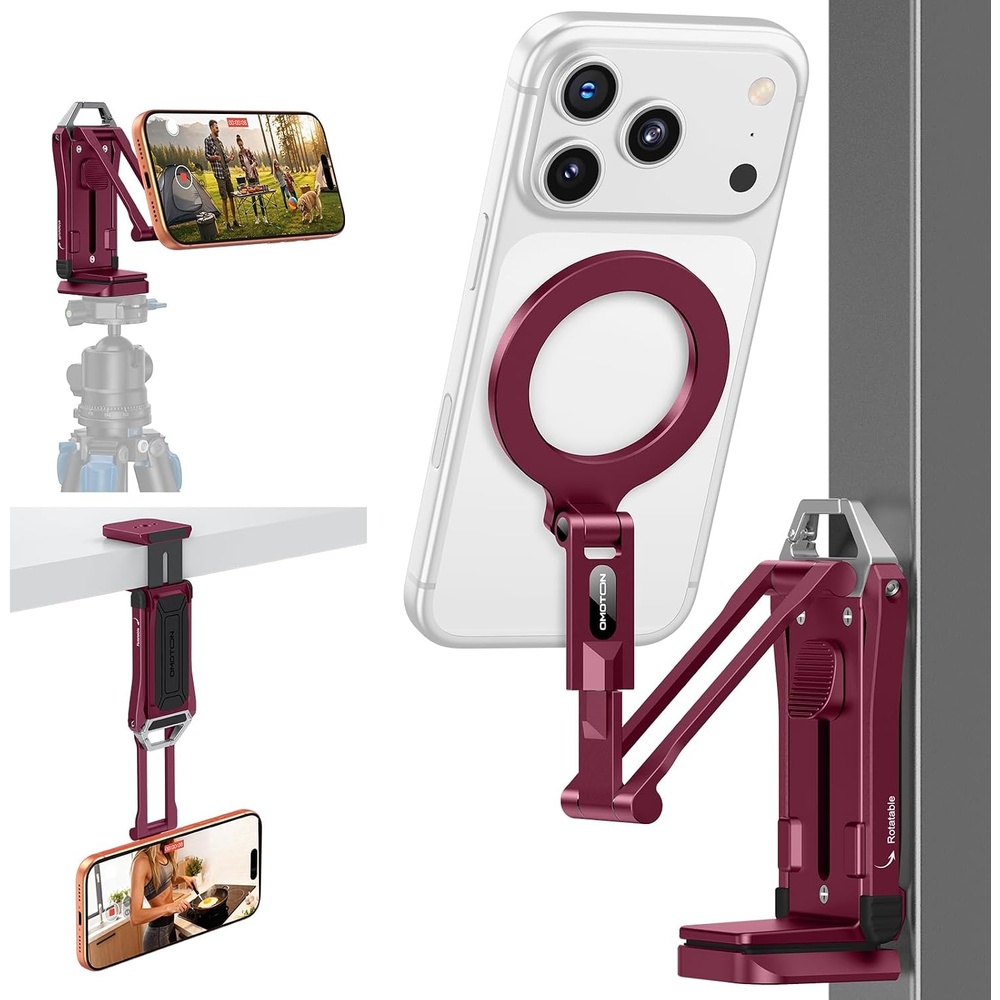 image:imageOMOTON TP02ProCK Magnetic Phone Holder Kit with Fill Light amp 2 RemotesRed