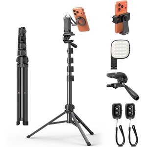 OMOTON TP02-Pro-CK Magnetic Phone Holder Kit with Fill Light & 2 Remotes(8-2-Black PK)