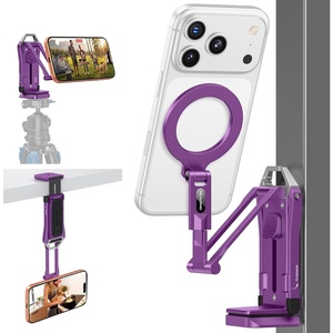 OMOTON TP02-Pro-CK Magnetic Phone Holder Kit with Fill Light & 2 Remotes(Purple)