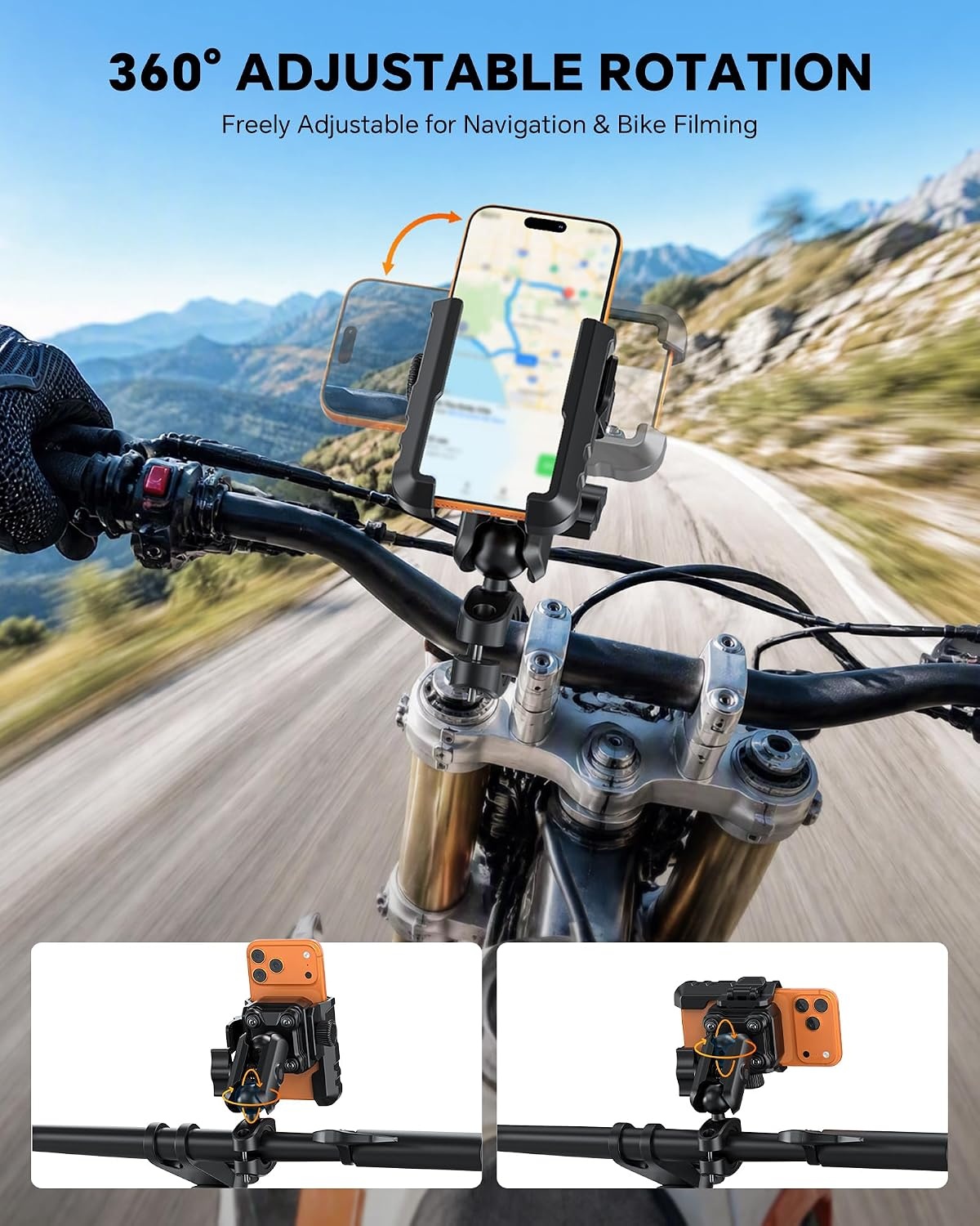 image:imageOMOTON Motorcycle Phone Mount AntiTheft CameraFriendly Bike Phone Holder