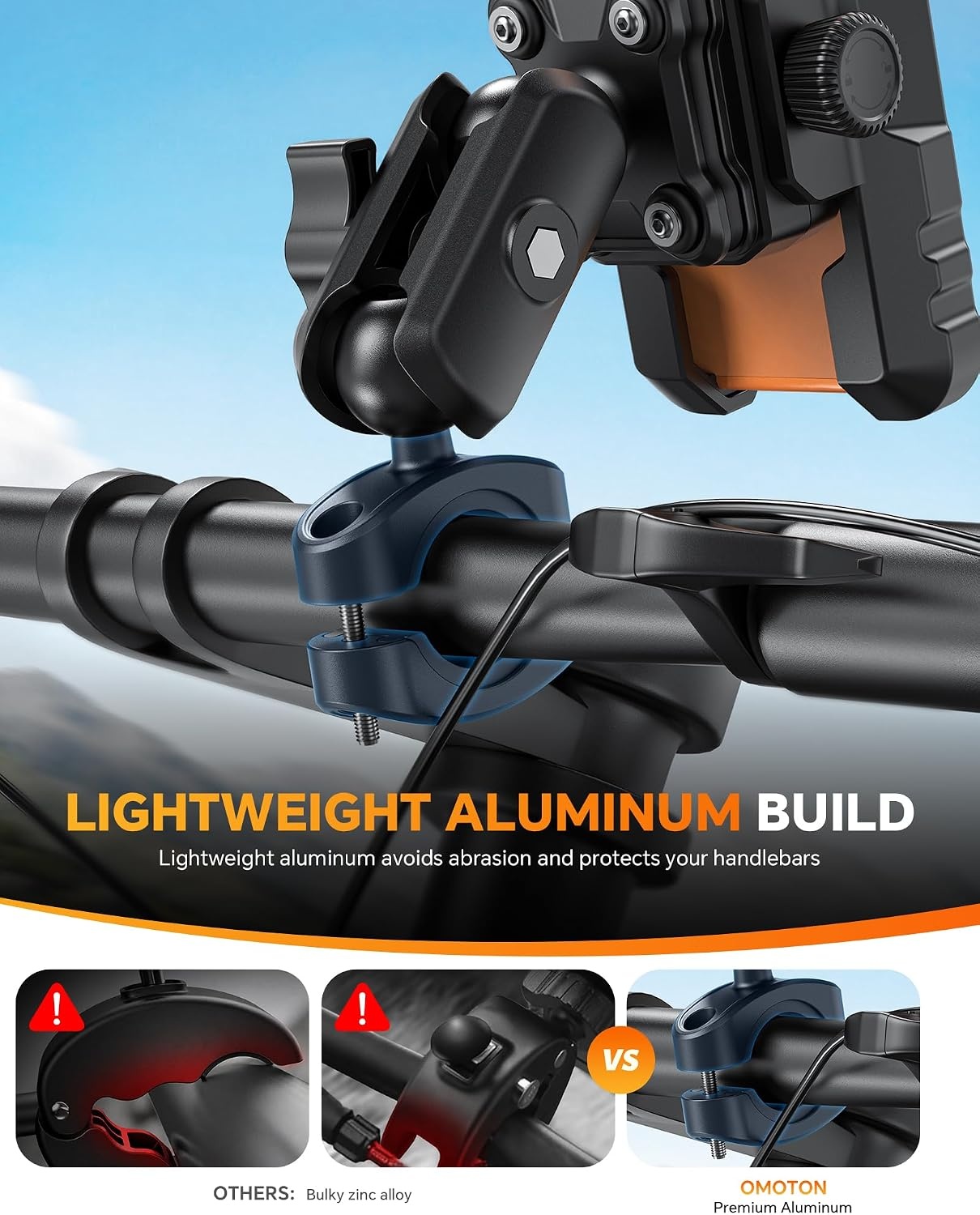 image:imageOMOTON Motorcycle Phone Mount AntiTheft CameraFriendly Bike Phone Holder