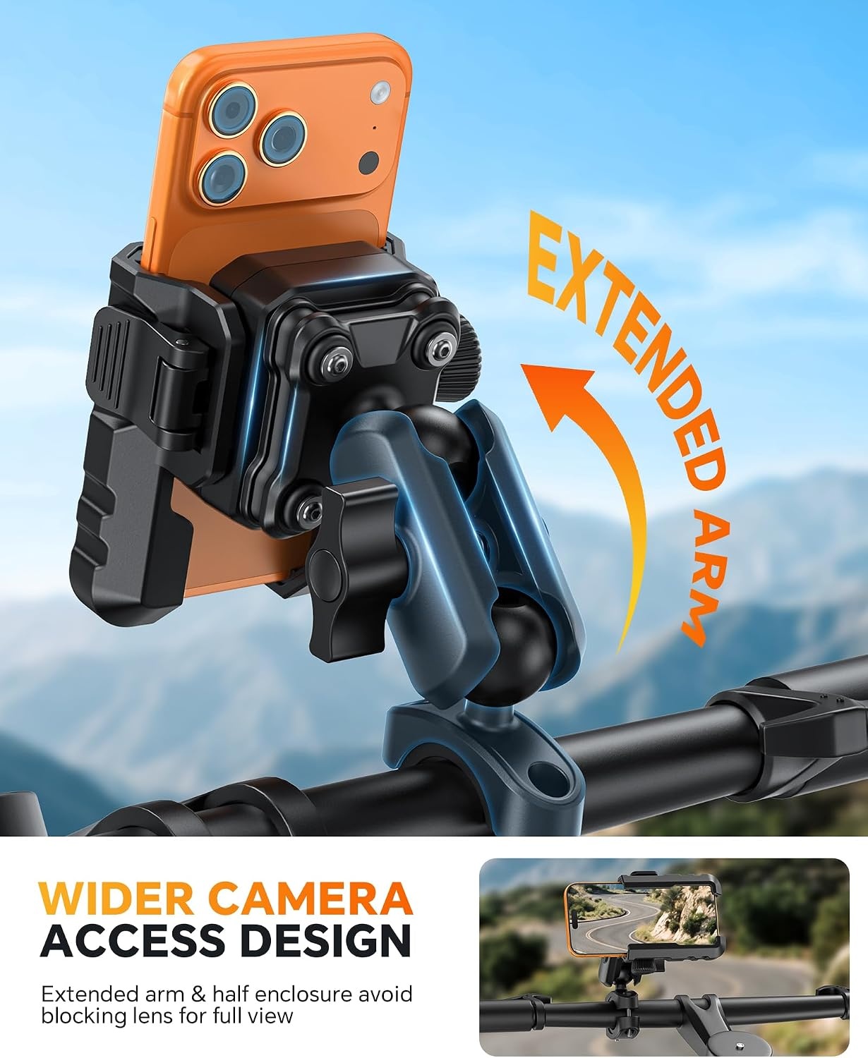 image:imageOMOTON Motorcycle Phone Mount AntiTheft CameraFriendly Bike Phone Holder