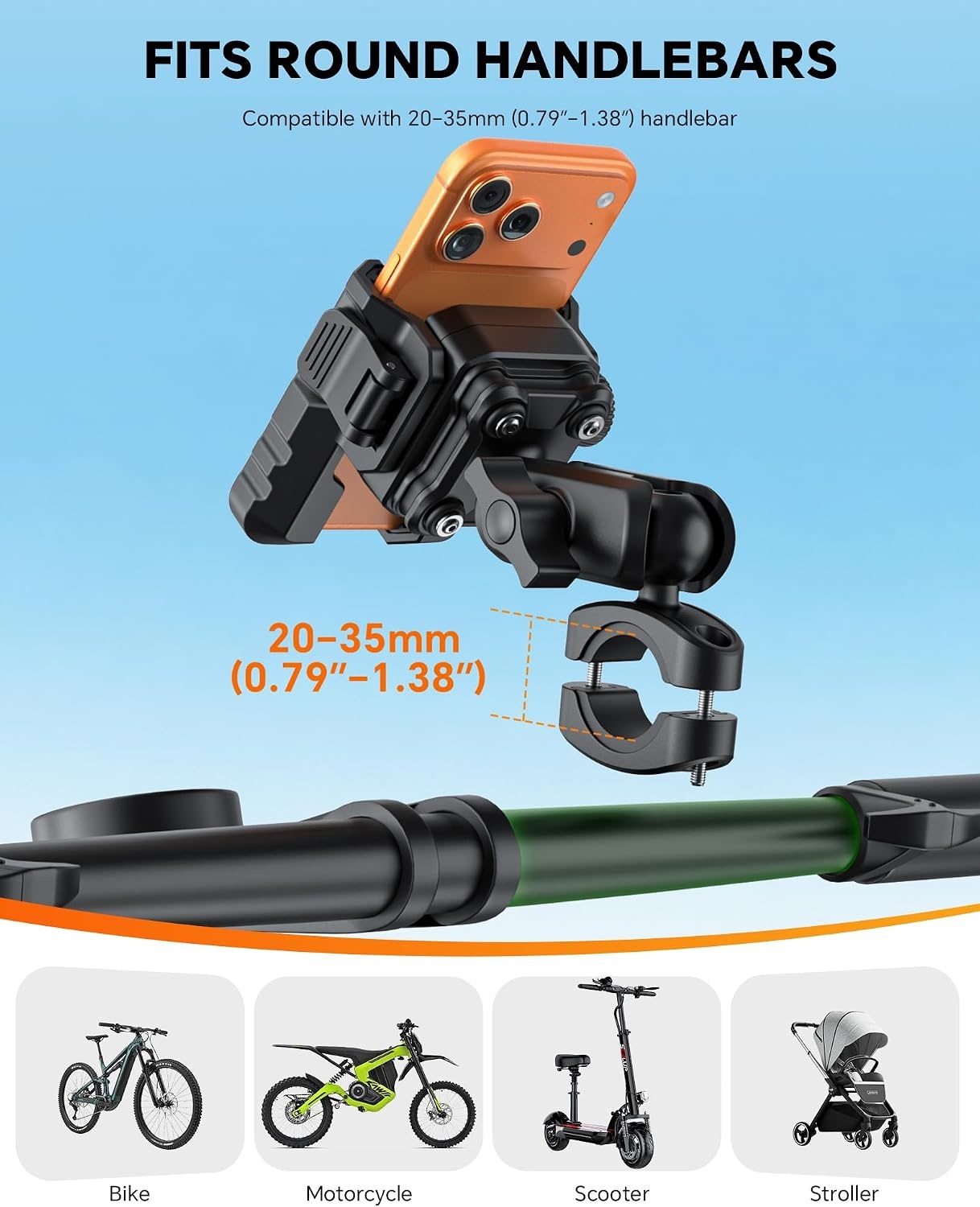 image:imageOMOTON Motorcycle Phone Mount AntiTheft CameraFriendly Bike Phone Holder