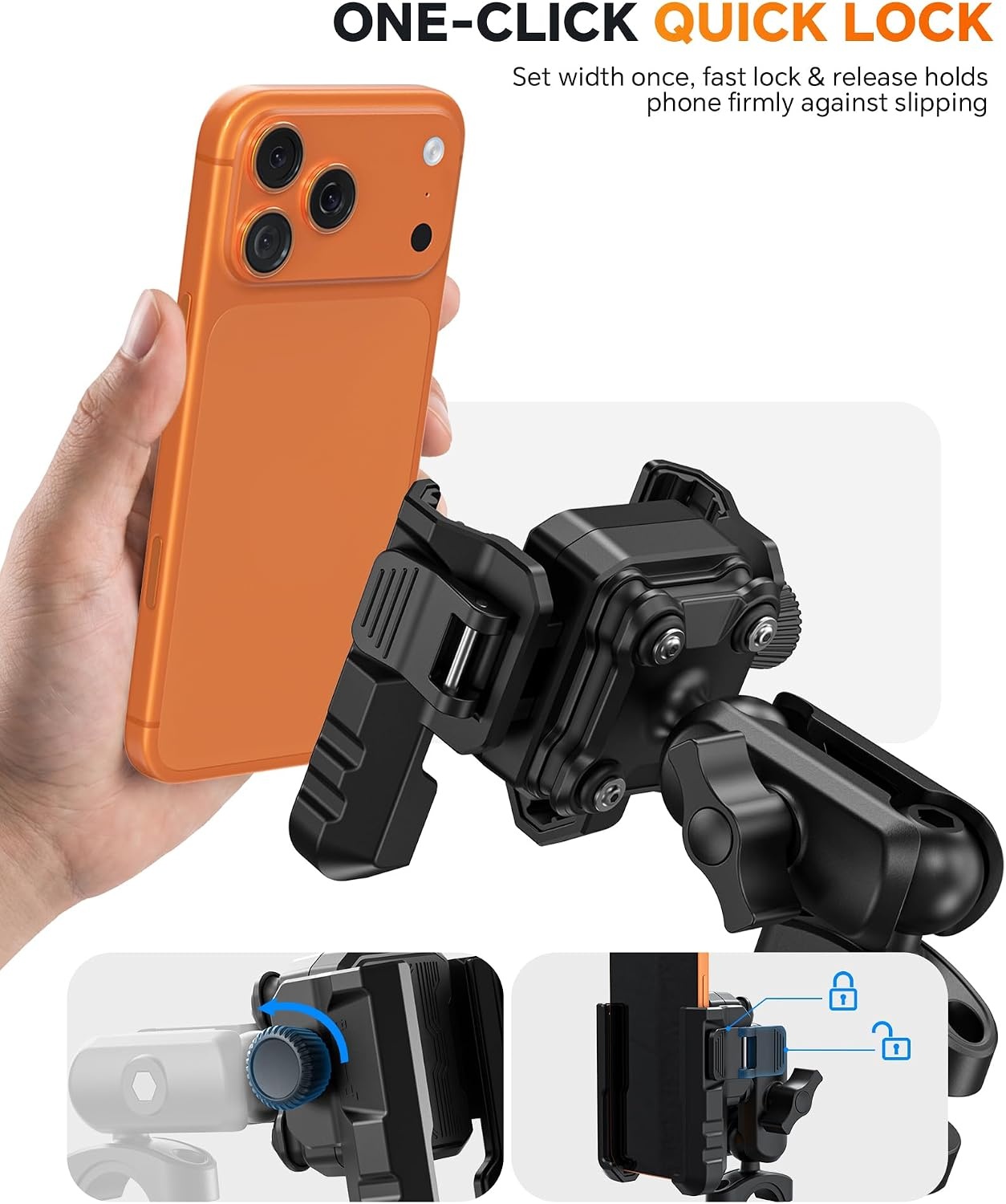 image:imageOMOTON Motorcycle Phone Mount AntiTheft CameraFriendly Bike Phone Holder