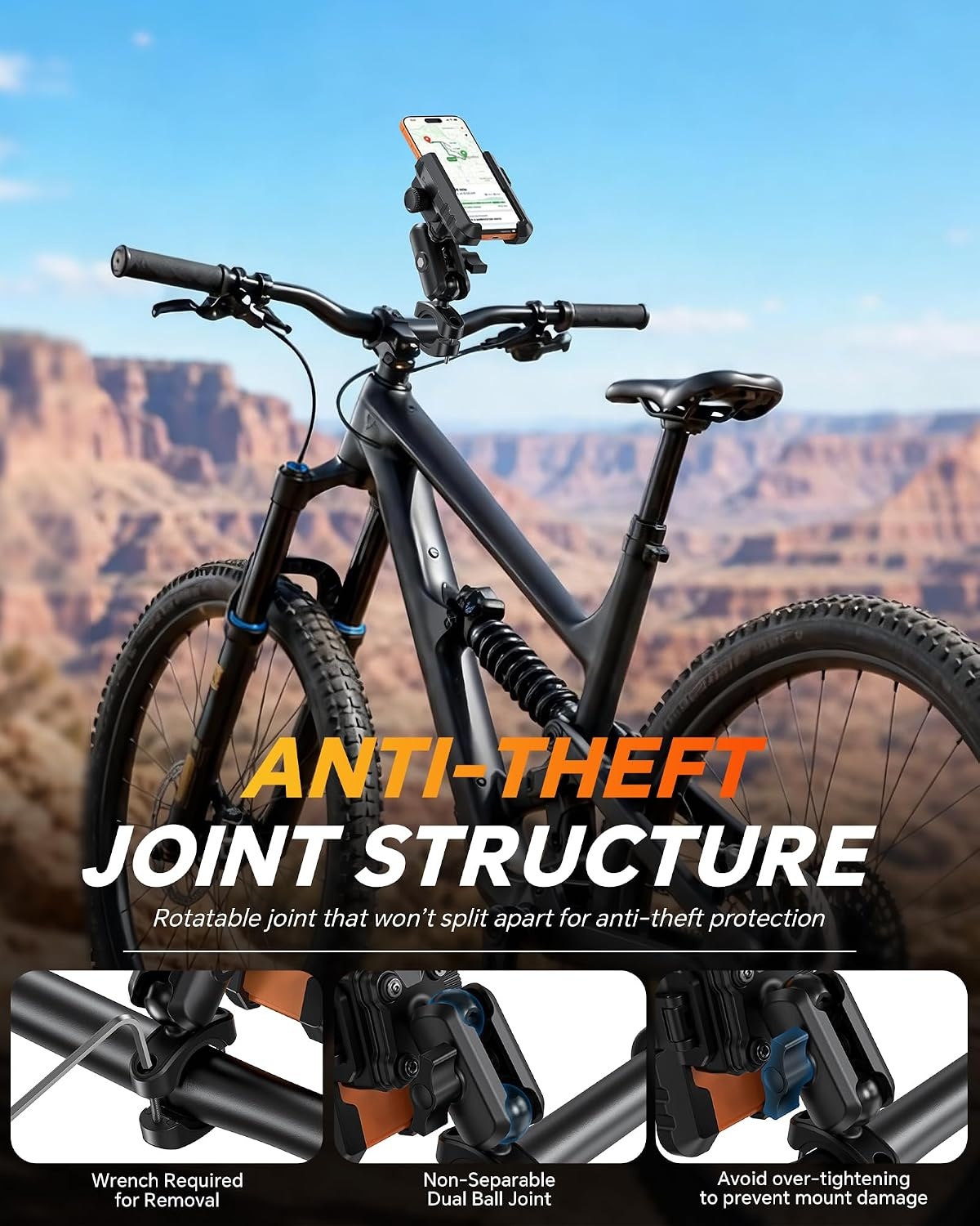 image:imageOMOTON Motorcycle Phone Mount AntiTheft CameraFriendly Bike Phone Holder