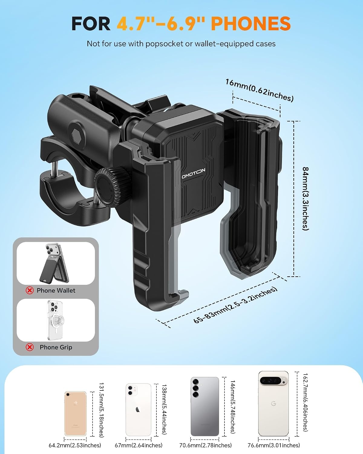 image:imageOMOTON Motorcycle Phone Mount AntiTheft CameraFriendly Bike Phone Holder