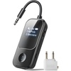 Nulaxy Airplane Bluetooth Adapter 2-in-1 Transmitter Receiver with Screen(B-Glossy Black)