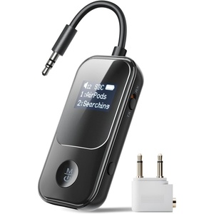 Nulaxy Airplane Bluetooth Adapter 2-in-1 Transmitter Receiver with Screen(B-Glossy Black)