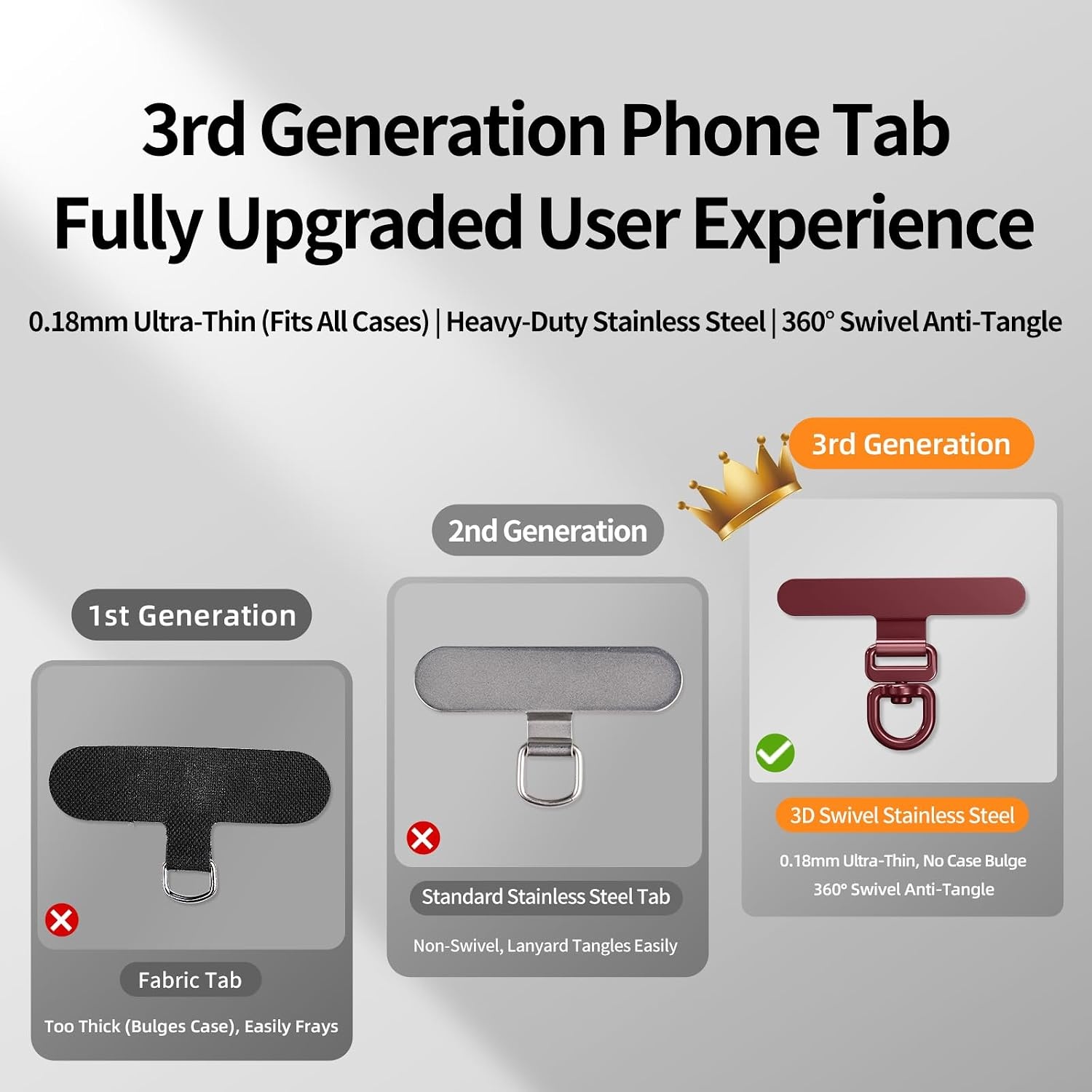 image:imagesaxsion Phone Tether Tab amp Lanyard Tab 360 Swivel Clip Ultra Thin Stainless Steel Universal Patch for All Phone CasesBurgundy2
