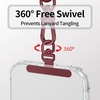 saxsion Phone Tether Tab & Lanyard Tab, 360° Swivel Clip – Ultra Thin Stainless Steel Universal Patch for All Phone Cases(Burgundy*2)