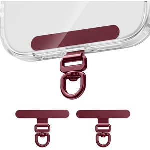 saxsion Phone Tether Tab & Lanyard Tab, 360° Swivel Clip – Ultra Thin Stainless Steel Universal Patch for All Phone Cases(Burgundy*2)